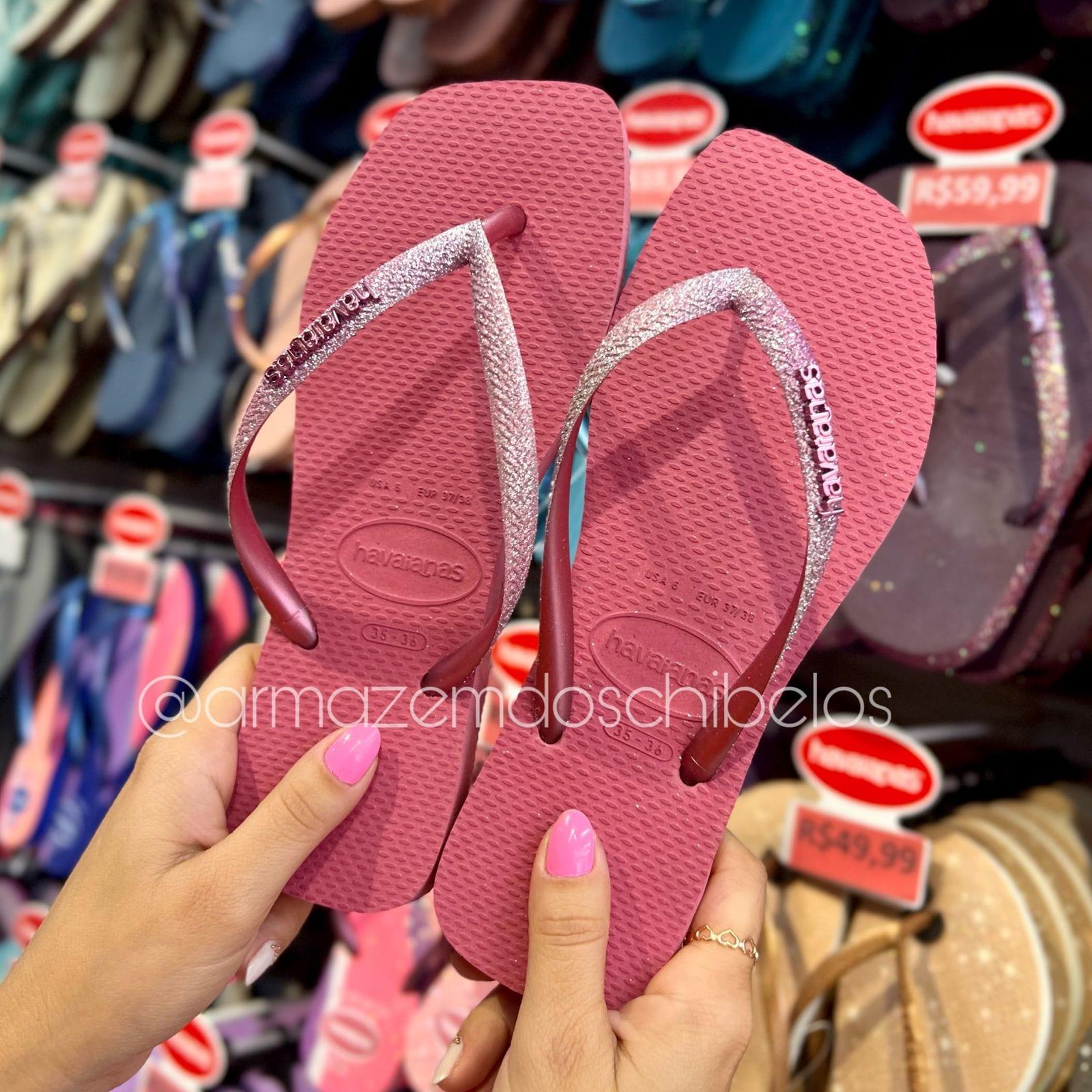 Havaianas Slim Square Glitter - Armazém dos Chinelos  