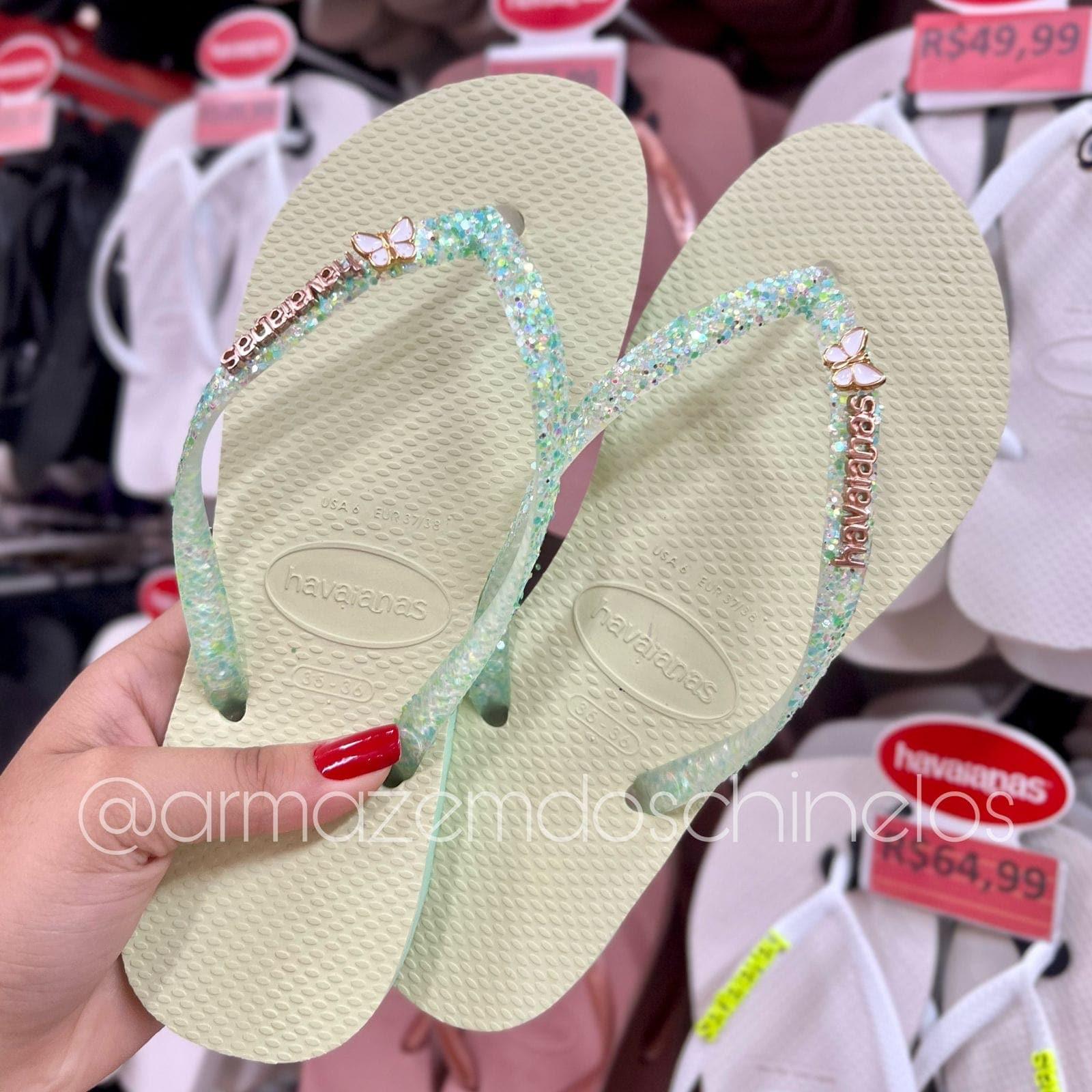 Chinelo havaiana com store brilho