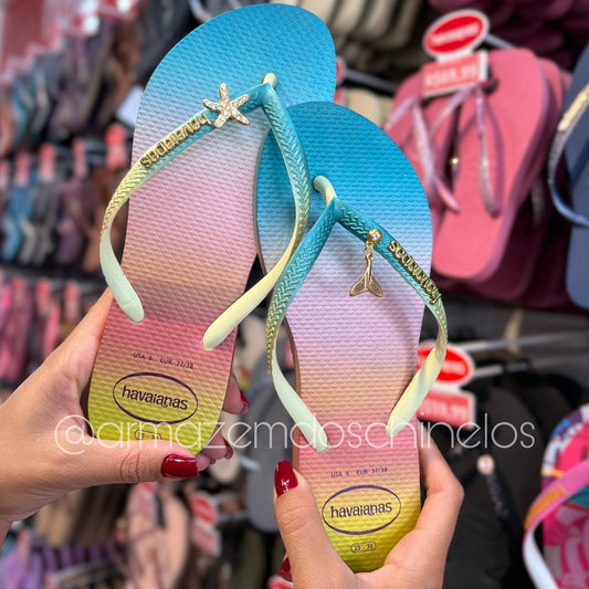 Havaianas Slim Grad Sunst + Pingente Estrela do Mar e Sereia