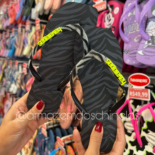 Havaianas Slim Square Velvet - (Preto) + Placa Logo