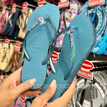 Havaianas Slim Sparkle + Pingente Stitch