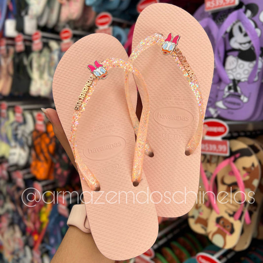 Havaianas Slim Glitter Flrish + Pingente Margarida 